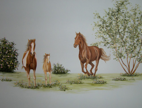 Wild Horses Mural - Nature - Girl's Rooms Decorating Ideas