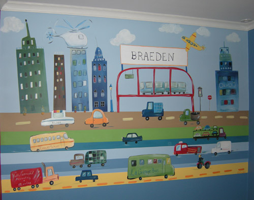 Cars and Trucks - Mural for Boys Room