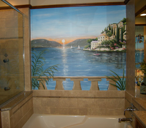 Master Bath with View of Mediterranean