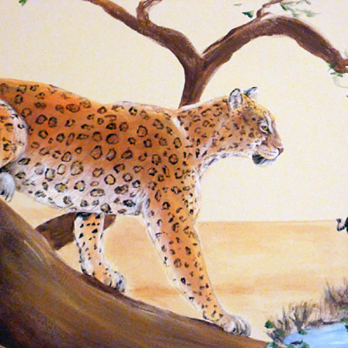 Leopard on Branch Jungle Mural