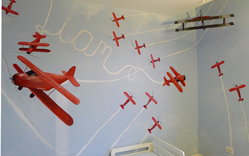 Vintage Fighter Plane Mural
