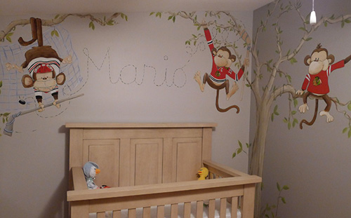 Chicago Blackhawks Monkey Baby Nursery Mural