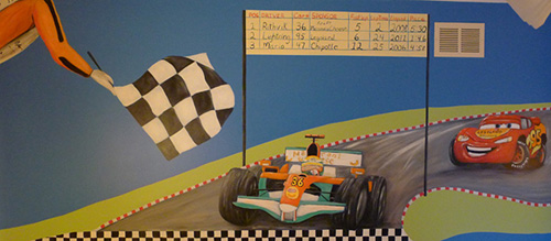 Formula One Race Car Mural Boys Room