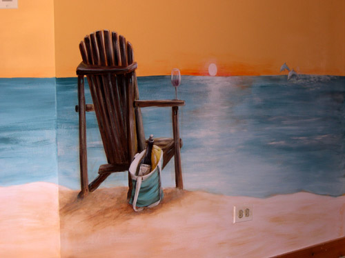 Under Water Mural - Mermaids - Sunken Ship - Dolphins - Beach - Murals