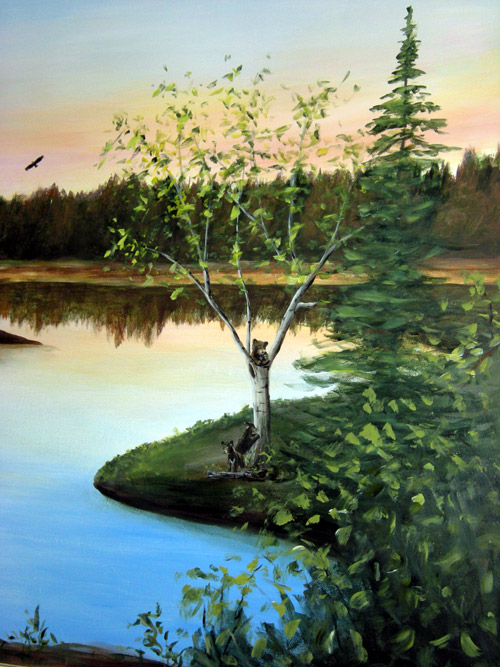 North Woods - Rustic - Outdoors - Murals - Lake - Sunset