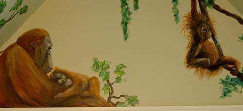 Mural with Orangutans - Great Apes